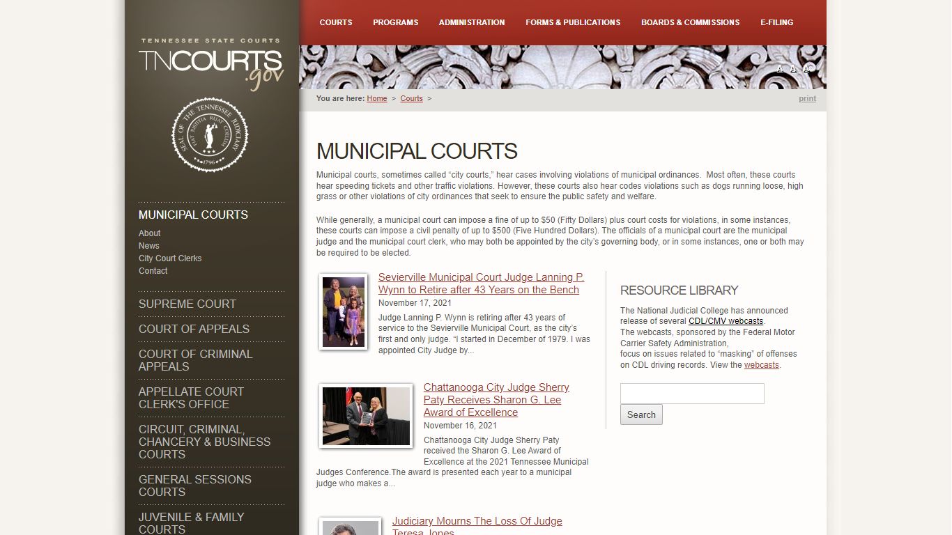 Municipal Courts | Tennessee Administrative Office of the ...